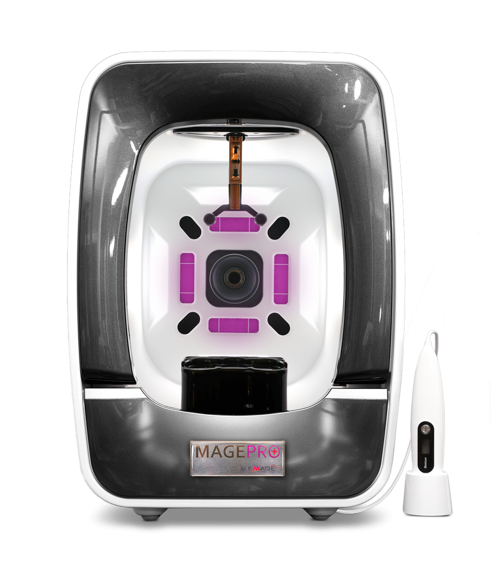 ImagePro® Halo, a skin analysis device that uses high-resolution 3D technology and four wavelengths of visible light to reveal the true state of a client’s skin health